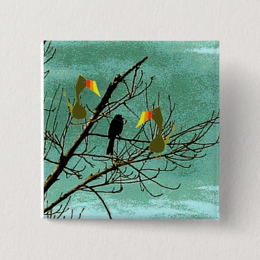 Ballettröckchen und schwarzer Vogel Button (Vorderseite)