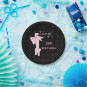 Ballettschuhe Ballerina Pink & Black Polka Dot Pappteller (Party)