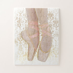 Ballettschuhe - Rosa Gold Weiß Puzzle