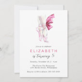 Ballettschuhe Rosa Wasserfarbe Geburtstagsparty Einladung (Vorderseite)