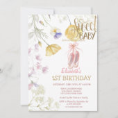 Ballettschuhe Stripe Wildblumen Geburtstag Einladung (Vorderseite)