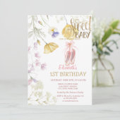 Ballettschuhe Stripe Wildblumen Geburtstag Einladung (Stehend Vorderseite)