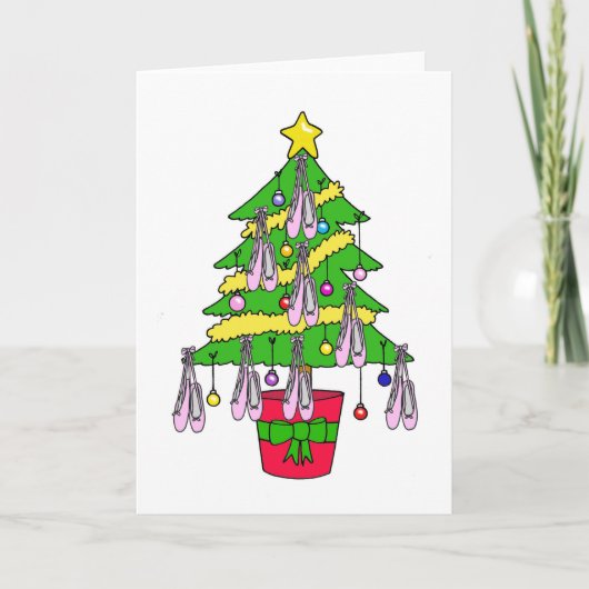 Ballettschuhe Weihnachtsbaum Feiertagskarte (Vorderseite)