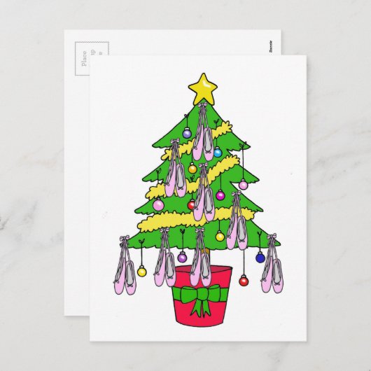 Ballettschuhe Weihnachtsbaum Feiertagspostkarte (Vorne/Hinten)