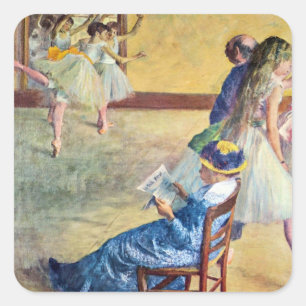 Ballettstunde, der Tanzsaal von Edgar Degas Quadratischer Aufkleber