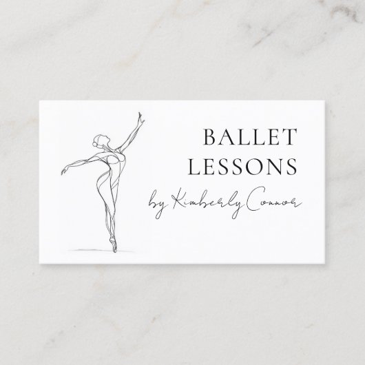 Ballettstunden Eine Zeile Stroke Ballerina Zeichne Visitenkarte (Vorderseite)