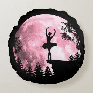 Balletttanz Rosa Vollmond-Ballerina Frauen Mädchen Rundes Kissen