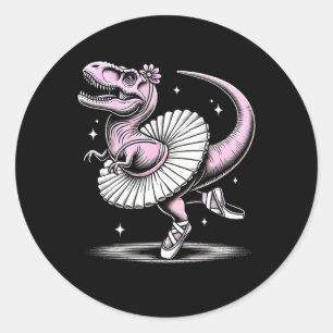 Balletttanz T-rex in Tutu und Slippers Runder Aufkleber