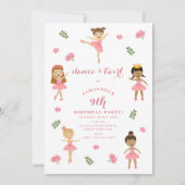 Balletttanz & Twirl Pink Ballerina Geburtstag Einladung (Vorderseite)