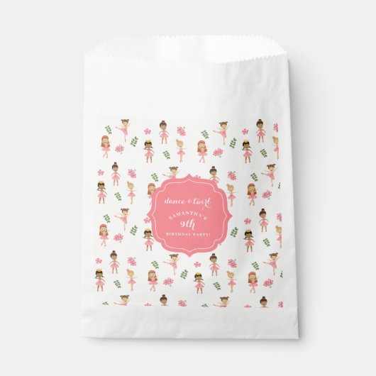 Balletttanz & Twirl Pink Ballerina Geburtstag Geschenktütchen (Vorderseite)
