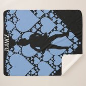 Balletttanzdecke mit Ballerina & blauem Herz. Sherpadecke (Vorderseite (Horizontal))