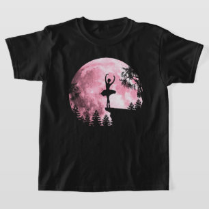 Balletttanzende rosa Vollmond-Ballerina Frauen Mäd T-Shirt