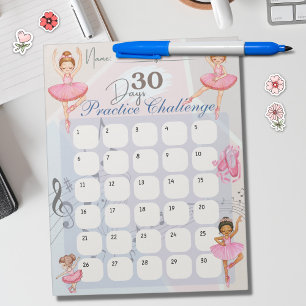 Balletttänzer 30-Tage-Übungs-Challenge Notizblock