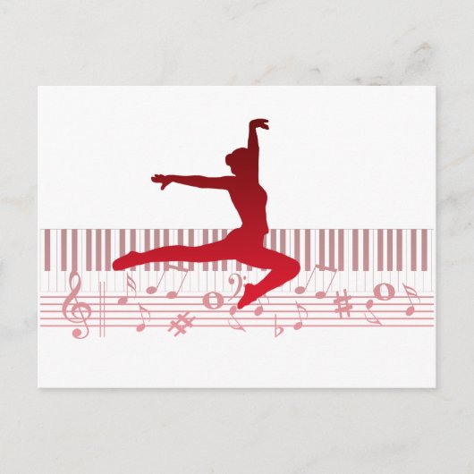 Balletttänzer auf der Tastatur Postkarte (Vorderseite)