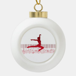 Balletttänzer auf einer Tastatur         Keramik Kugel-Ornament