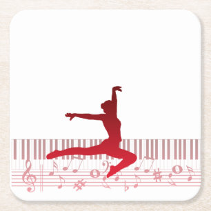 Balletttänzer auf einer Tastatur   Rechteckiger Pappuntersetzer