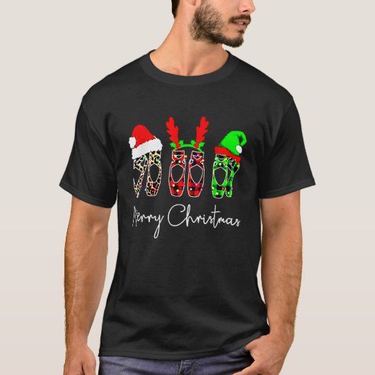 Balletttänzer Ballerina Frohe Weihnachten Weihnach T-Shirt (Vorderseite)