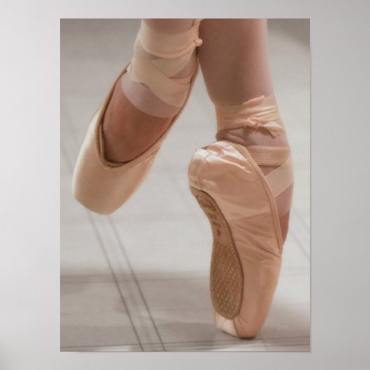 Balletttänzer en Pointe, Feet, rosa Satinschuhe Poster (Vorne)