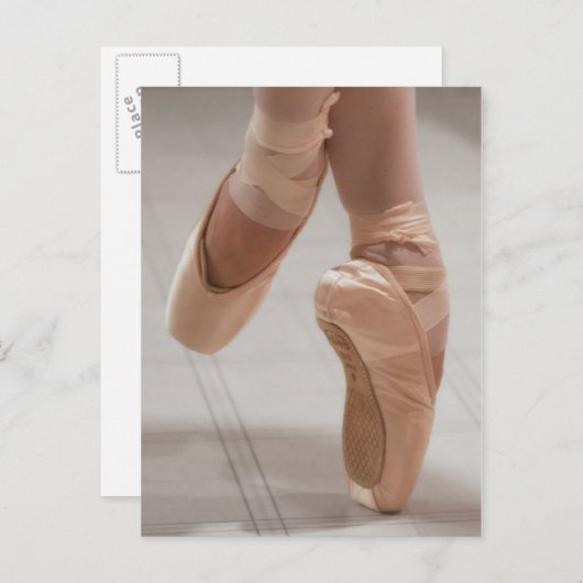 Balletttänzer en Pointe, Gefüttert, Pink Satin Sho Postkarte (Vorne/Hinten)