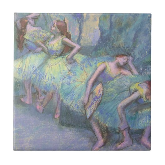 Balletttänzer in den Flügeln von Edgar Degas Fliese (Vorderseite)