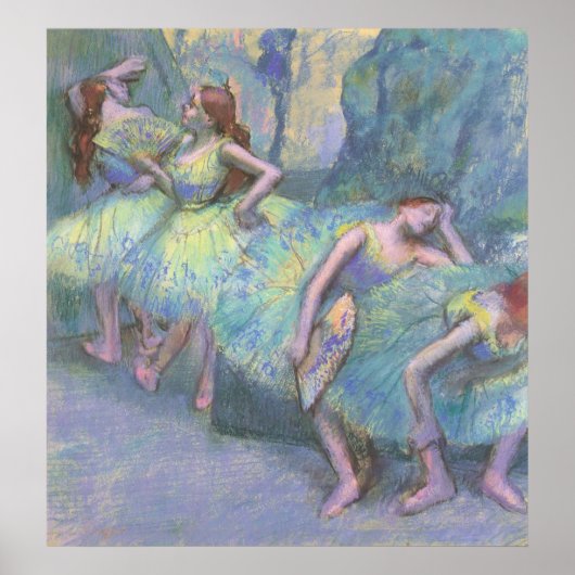 Balletttänzer in den Flügeln von Edgar Degas Poster (Vorne)