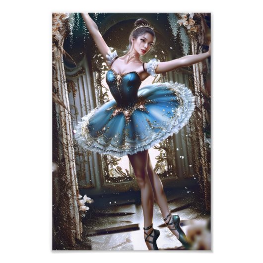 Balletttänzer in einem blauen Tutu Fotodruck (Vorne)