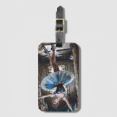 Balletttänzer in einem blauen Tutu Gepäckanhänger (Vorderseite Vertikal)