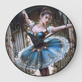 Balletttänzer in einem blauen Tutu Große Wanduhr
