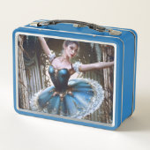 Balletttänzer in einem blauen Tutu Metall Brotdose (Rückseite)