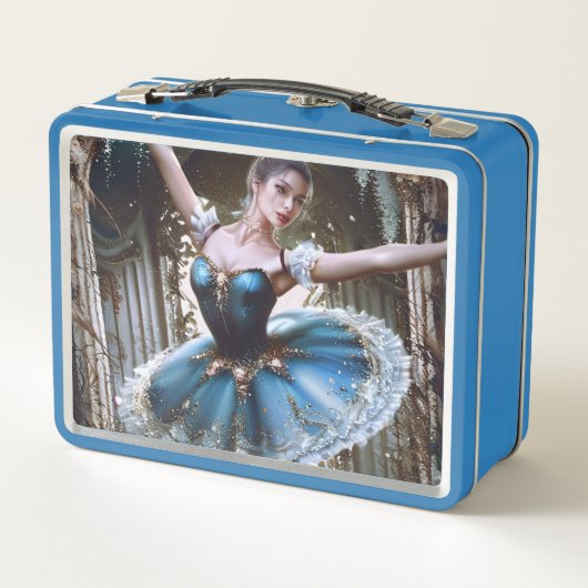 Balletttänzer in einem blauen Tutu Metall Brotdose (Rückseite)