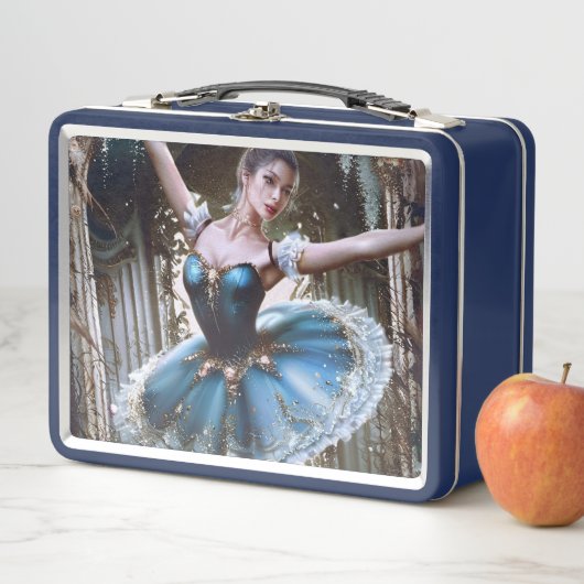 Balletttänzer in einem blauen Tutu Metall Brotdose (Beispiel)