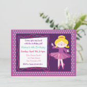 Balletttänzer Kinder Party Geburtstagseinladung Einladung (Stehend Vorderseite)
