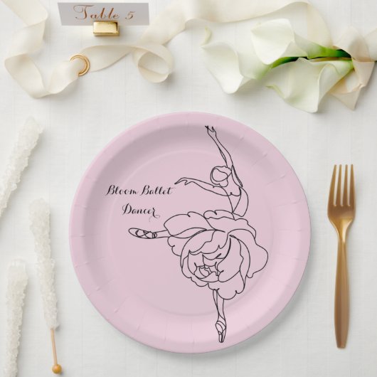 Balletttänzer mit Blumen-Touch individuell Pappteller (Hochzeit)