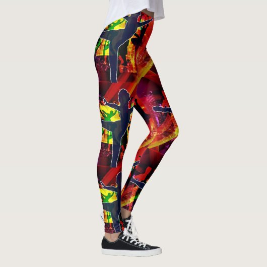 Balletttänzer mit mehrfarbigem Hintergrund Leggings (Rechts)