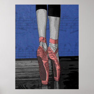 Balletttänzer mit rosafarbenem Schuhkarton Poster