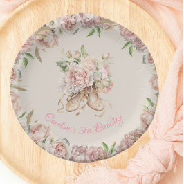 Balletttänzer Pink Floral Geburtstag Pappteller