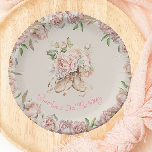 Balletttänzer Pink Floral Geburtstag Pappteller