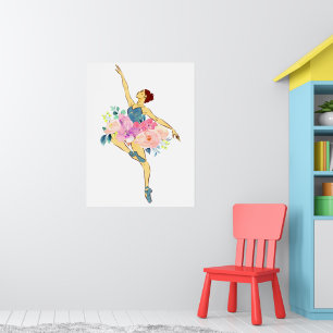 Balletttänzer Tanz Mädchen Ballerina Blume Floral Poster