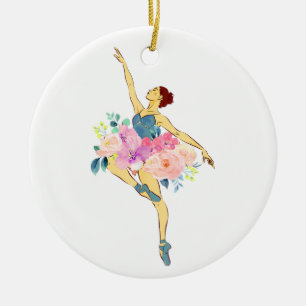 Balletttänzer Tanz Mädchen Ballerina Blumen Blumen Keramik Ornament