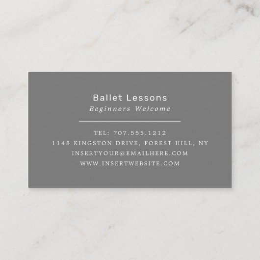 Balletttänzer, Tanzlehrer, Tänzer Visitenkarte (Rückseite)