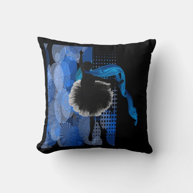 Balletttänzerin auf dem schwarz-blauen Kissen (Vorderseite)