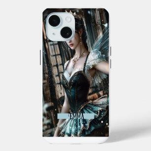 Balletttänzerin grünes Tutu & Feenflügel benutzerd iPhone 15 Hülle