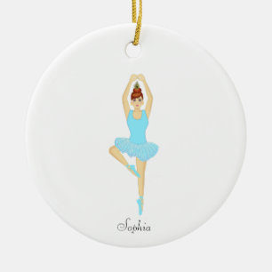 Balletttänzerin in hellblau gekleidet keramik ornament
