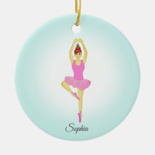 Balletttänzerin in hellrosa gekleidet keramik ornament