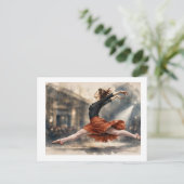 Balletttänzerin mitten im Sprung, Postkarte (Stehend Vorderseite)