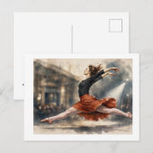 Balletttänzerin mitten im Sprung, Postkarte (Vorne/Hinten)