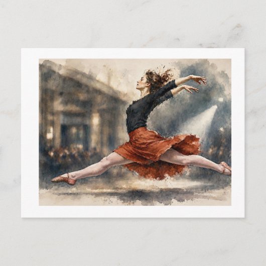 Balletttänzerin mitten im Sprung, Postkarte (Vorderseite)
