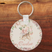 Balletttänzerin Rosa Blumenmuster Schlüsselanhänger (Vorderseite)