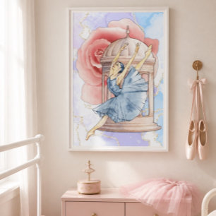 Balletttänzerin-Rosen-Wandkunst Poster