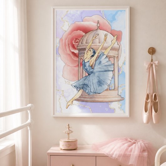 Balletttänzerin-Rosen-Wandkunst Poster